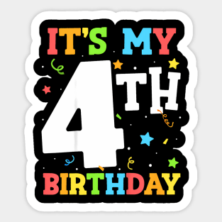 Kids Its My 4th Birthday Boy Toddler Girl Four Happy Birthday Sticker